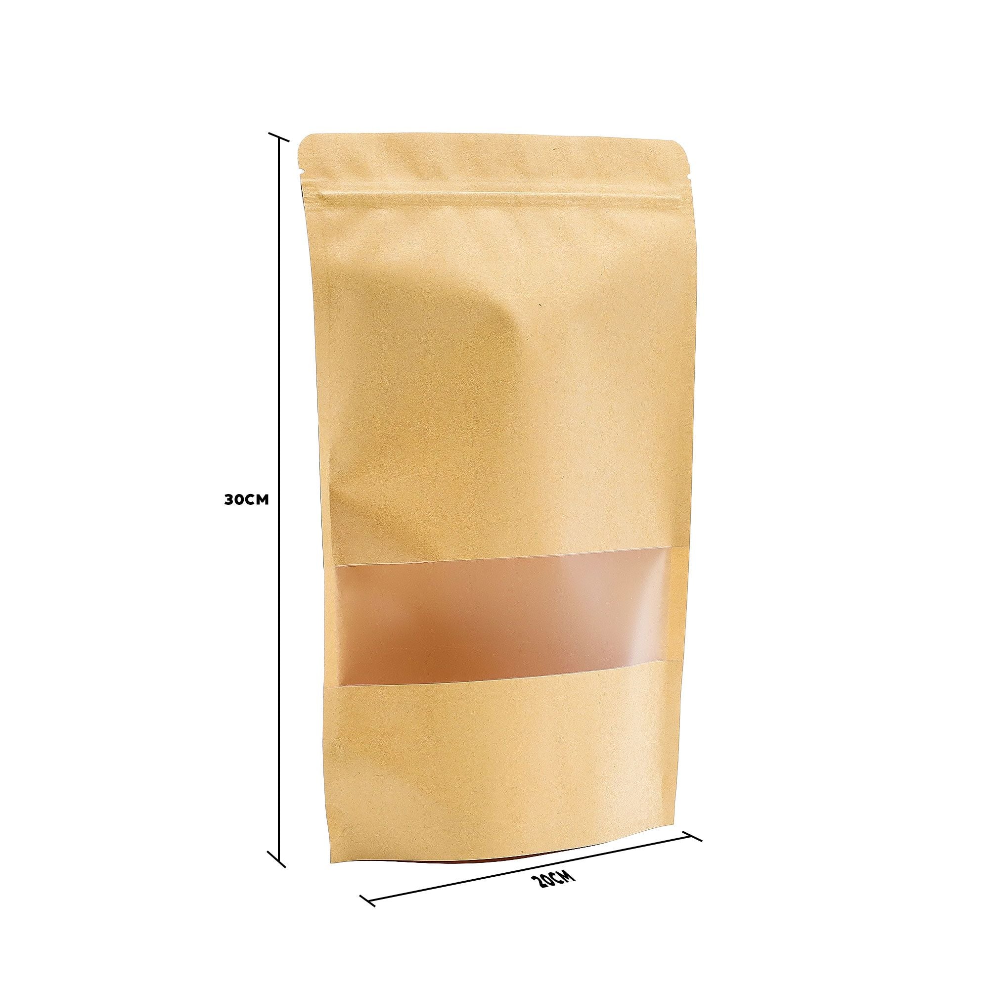 10x Kraft Window Bag 20 x 30 cm