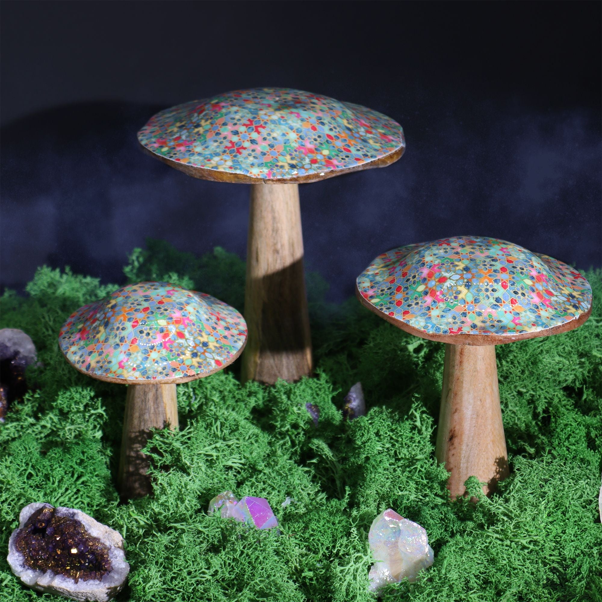 Large Mushroom - 20cm -  Mediterranean Tile Pattern