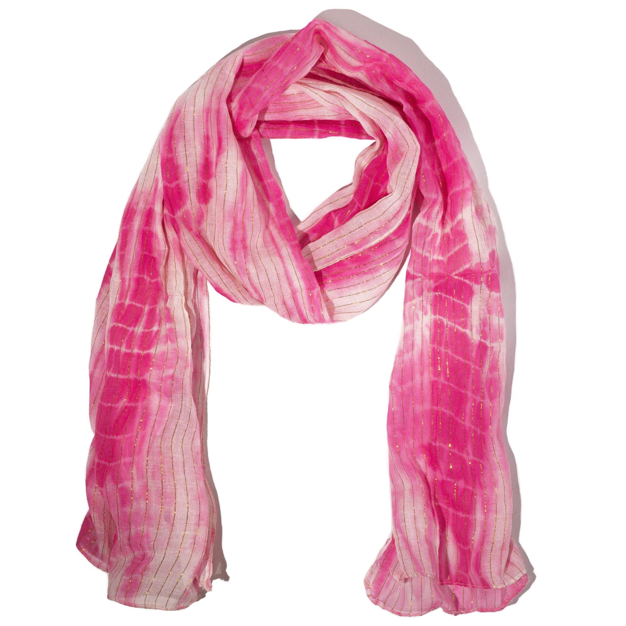 Nomad Sari Party Shine Pink Scarf – Gold Thread (180×50cm)
