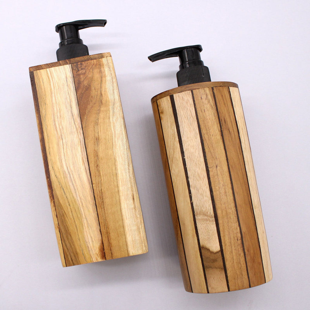 Natural Teakwood Soap Dispencer - Round