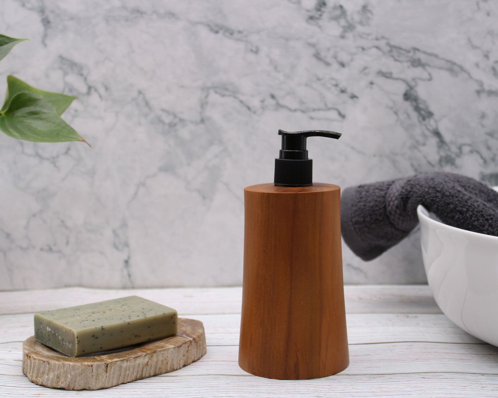 Natural Teakwood Soap Dispencer - Taper