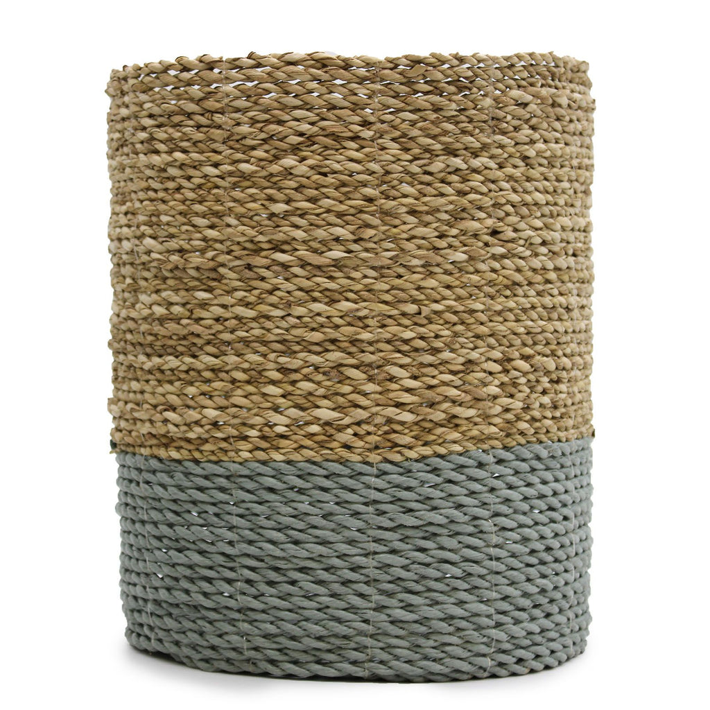 Seagrass & Abu-Abu Raffia Set - 2 Vase & 2 Bins