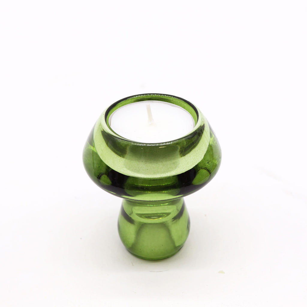 Set of 2 Mushroom Flip Dinner Candle / Tealight Holder - Garden Jade