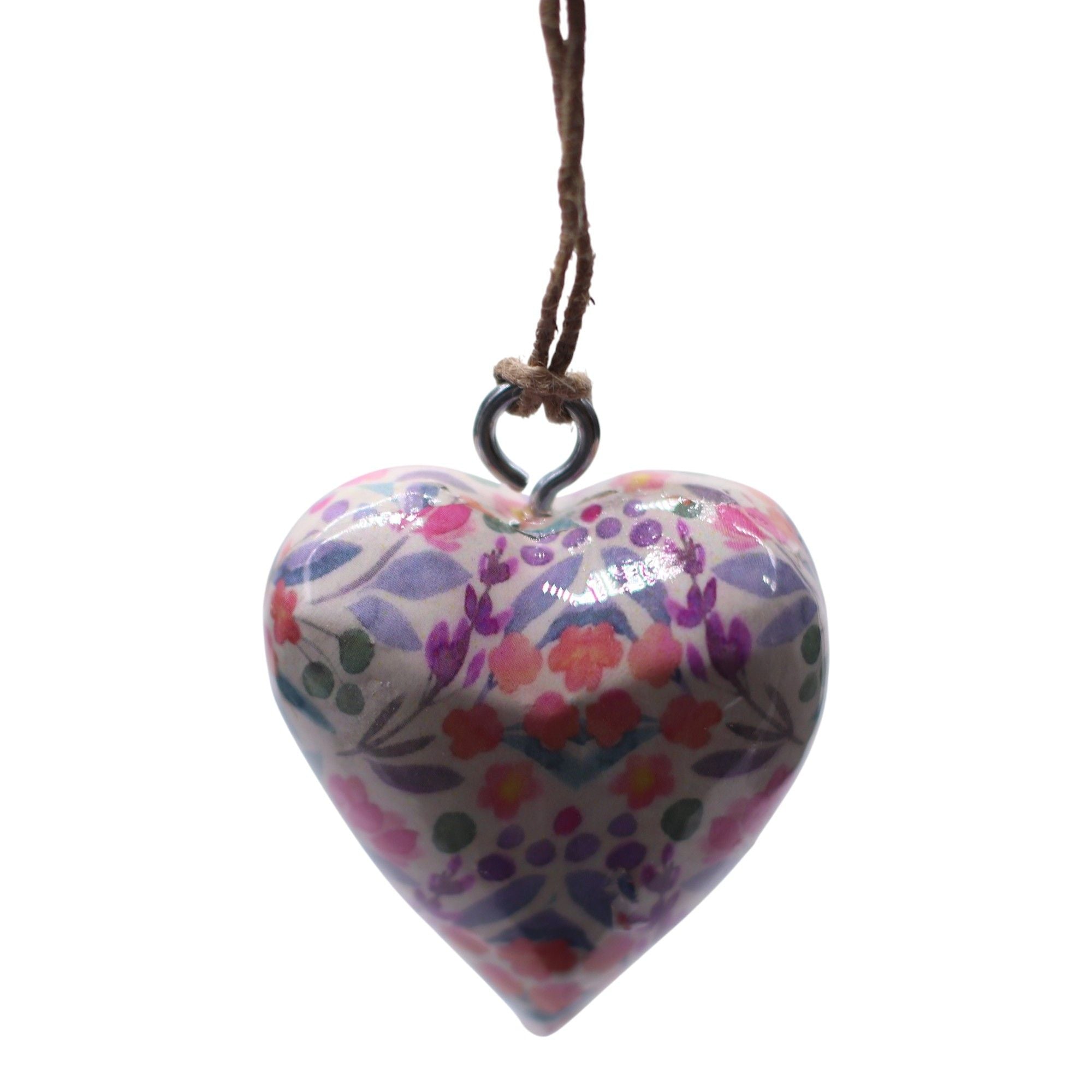 Large Decor Wood Hearts -  Pretty Floral - in Display Jar
