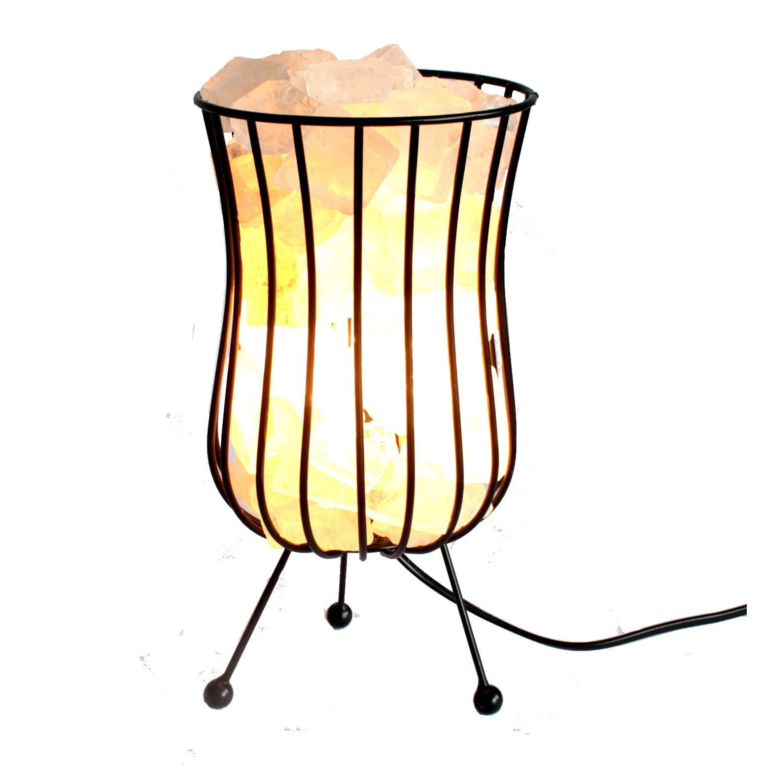 Tall Salt Rock Brazier Lamp, Cable, Bulb, Pink Salt