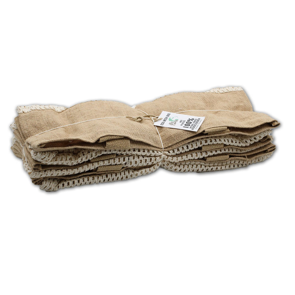 Pure Soft Jute and Cottong Mesh Bag - Natural