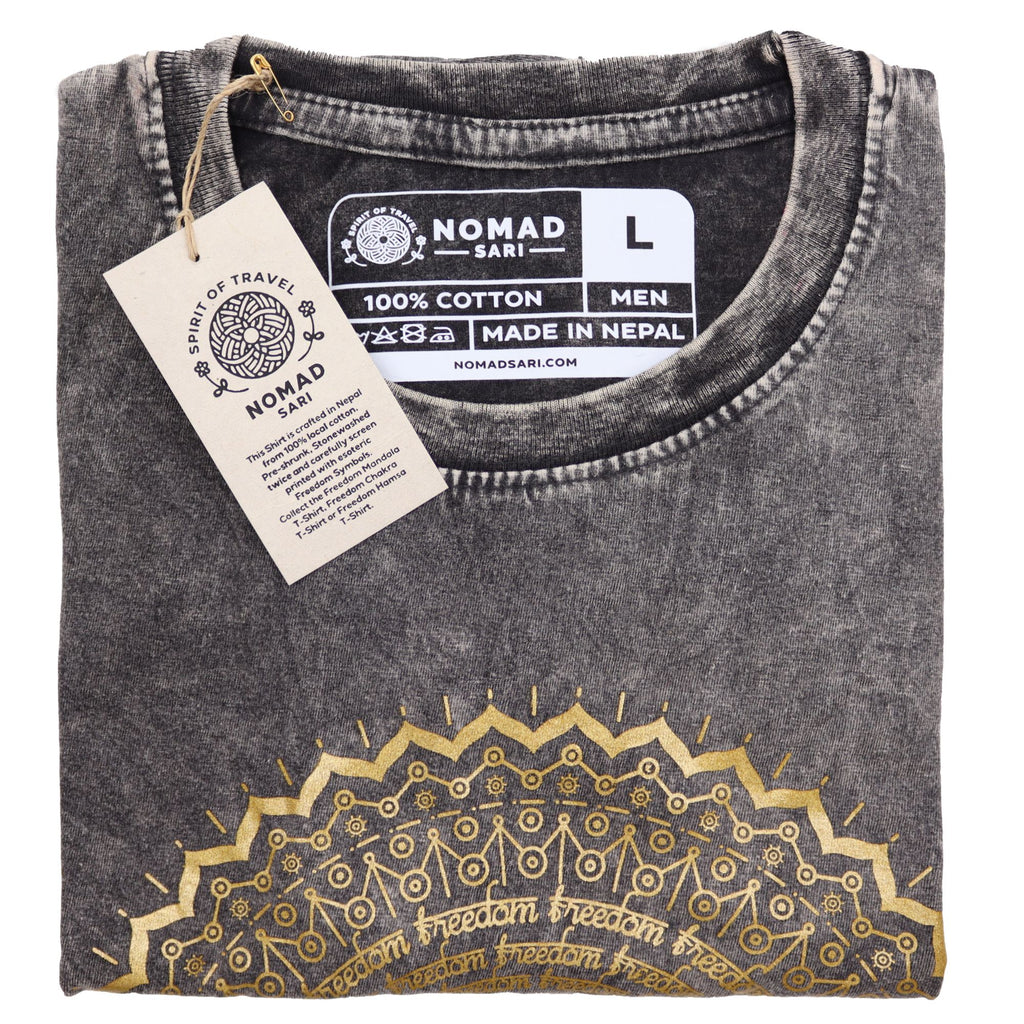Large Stone Washed Teashirt - Hamsa - Dark Grey