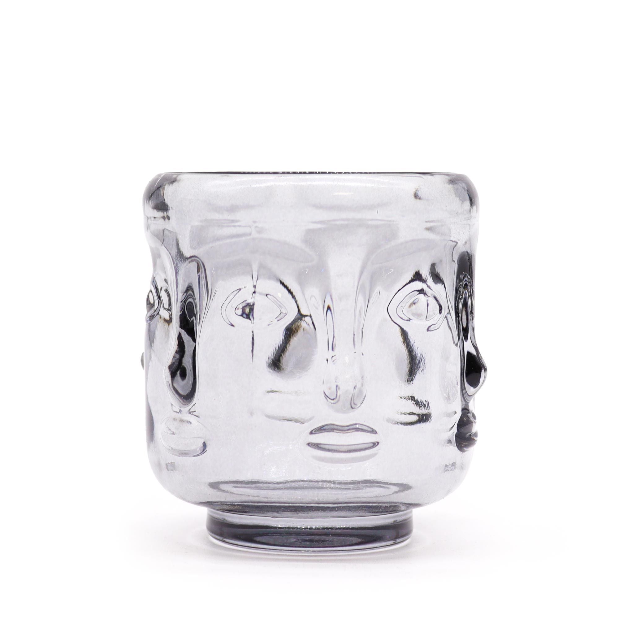 Set of 2 Buddha Faces Candle Jar - Midnight Grey