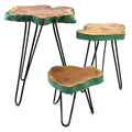 Set of 3 Gamell Wood Plant Stands - Greenwash