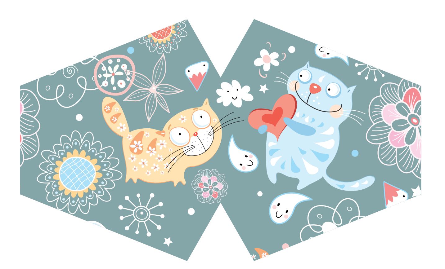 Reusable Fashion Face Covering - Happy Cats (Children)