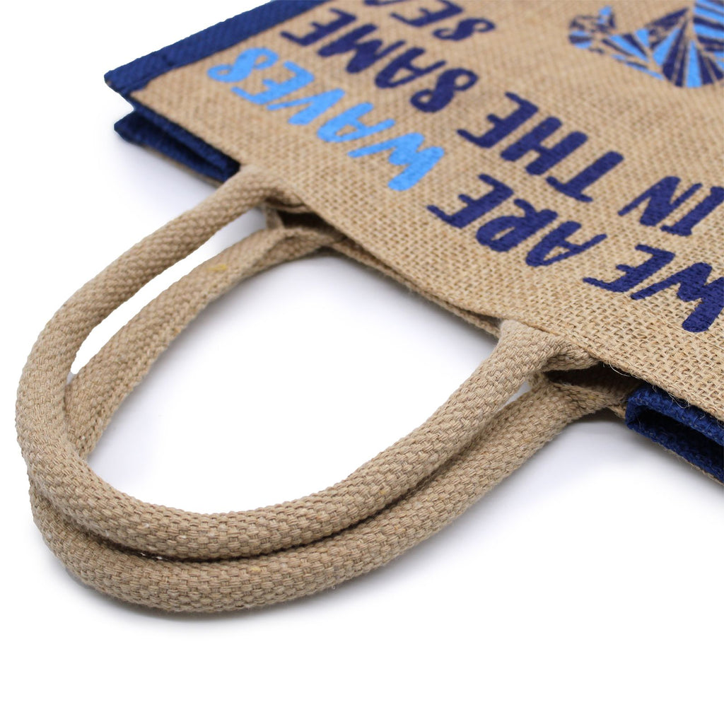 Printed Jute Bag - We are Waves - Blue