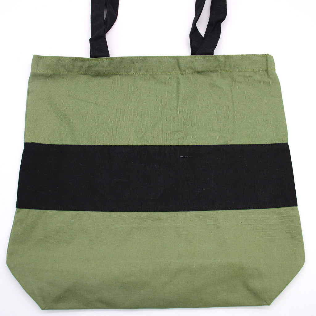 Two Tone Cotton Bag - 38x42x12cm - Green & Black - 10oz