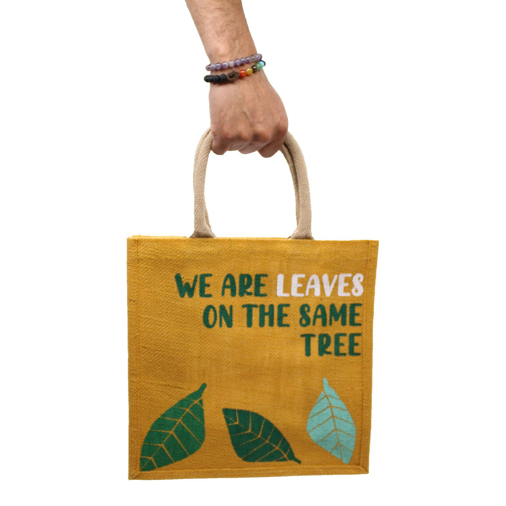 Printed Jute Bag - We are Waves - Natural