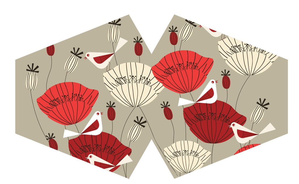 Reusable Fashion Face Covering - Oriental Poppies (Adult)