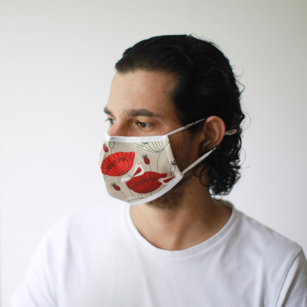 Reusable Fashion Face Covering - Oriental Poppies (Adult)