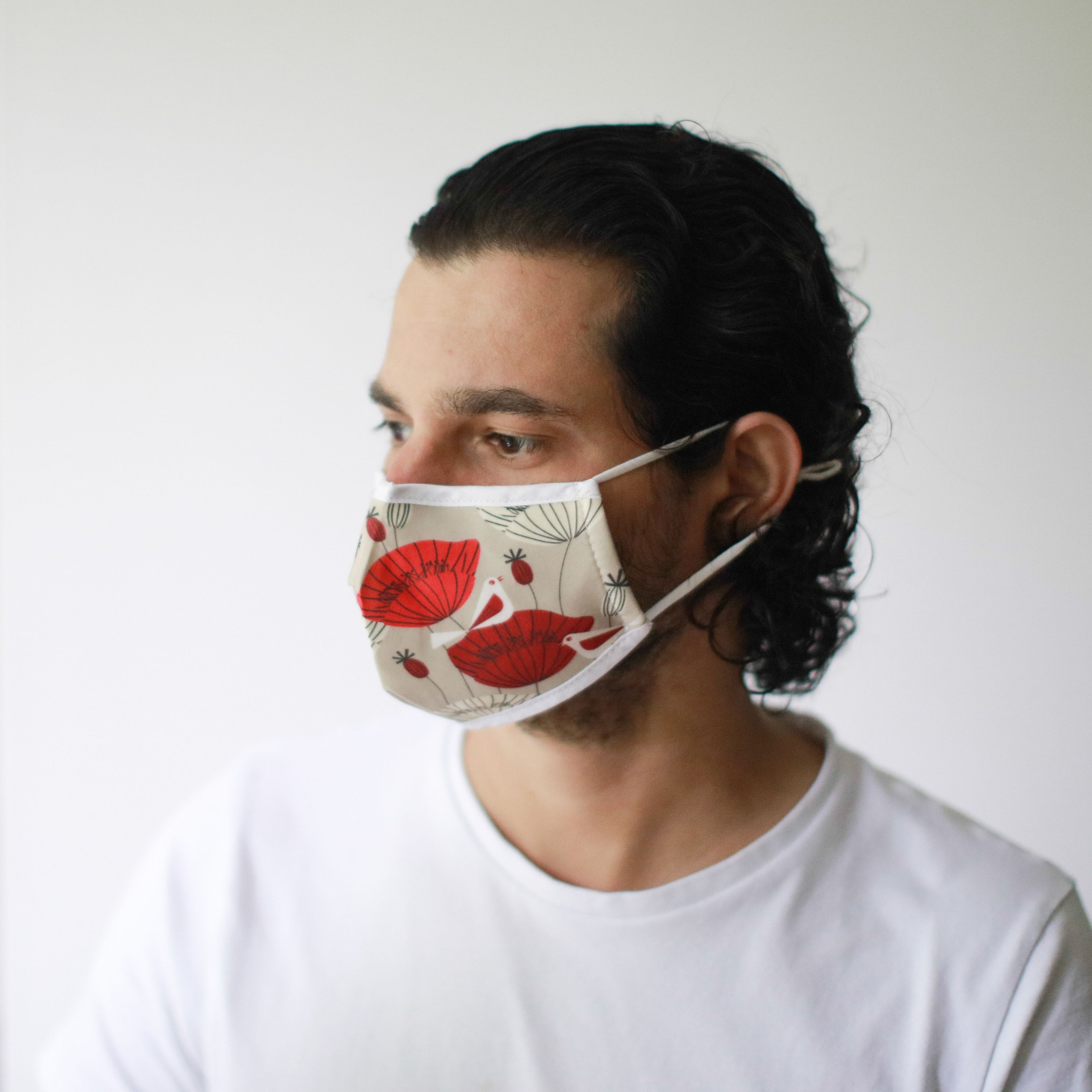 Reusable Fashion Face Covering - Oriental Poppies (Adult)