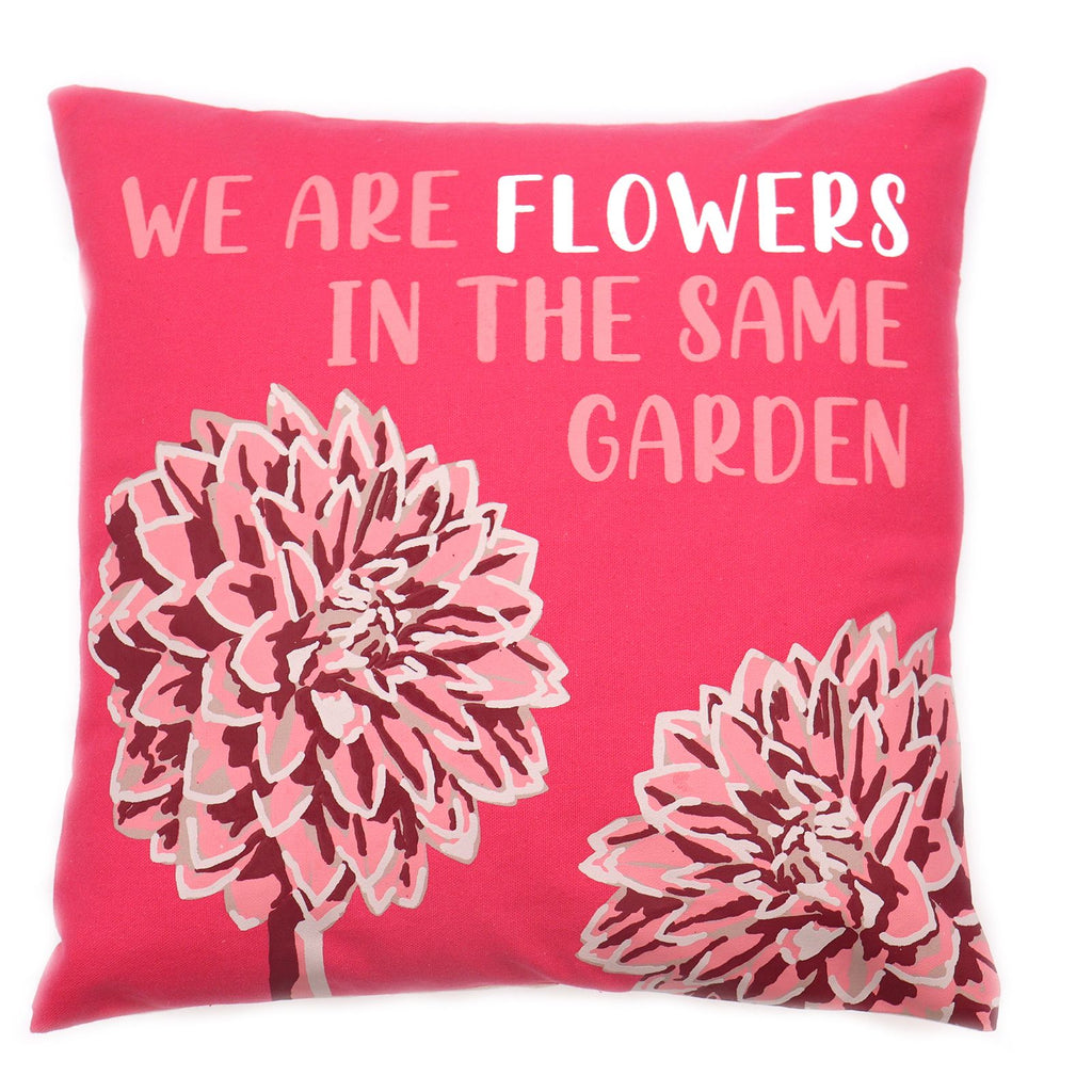 Printed Cotton Cushion Cover - We are Flowers - Natural