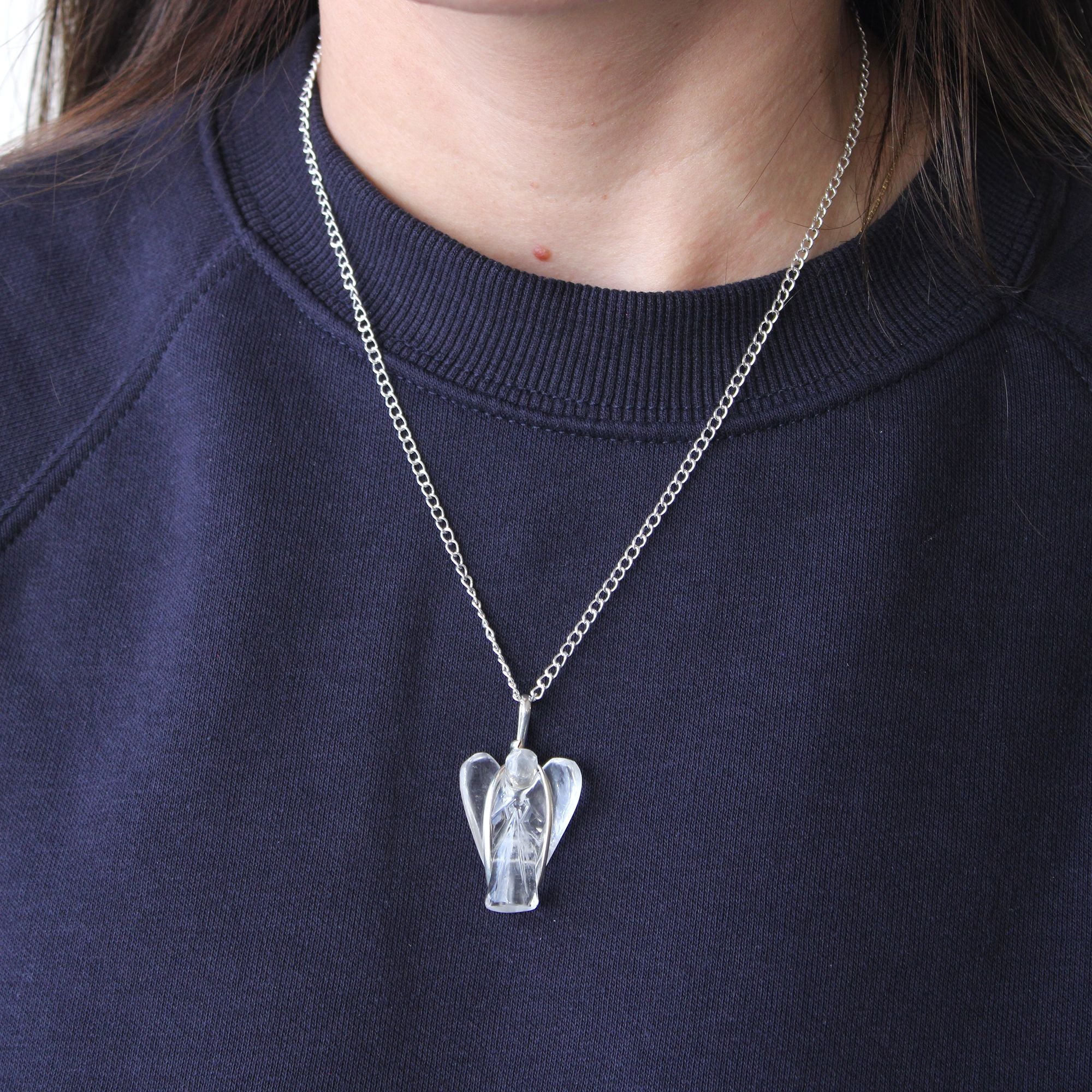 Gemstone Guardian Angel Pendant - Rose Quartz