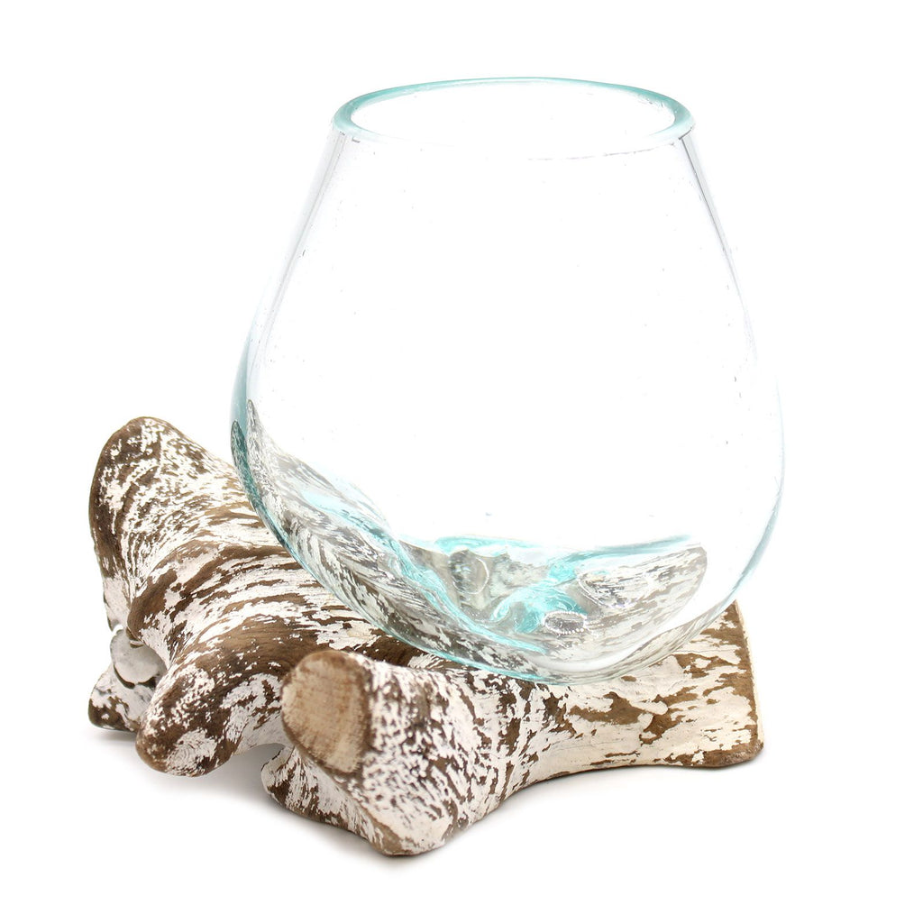 Molten Glass on Whitewash Wood - Medium Bowl