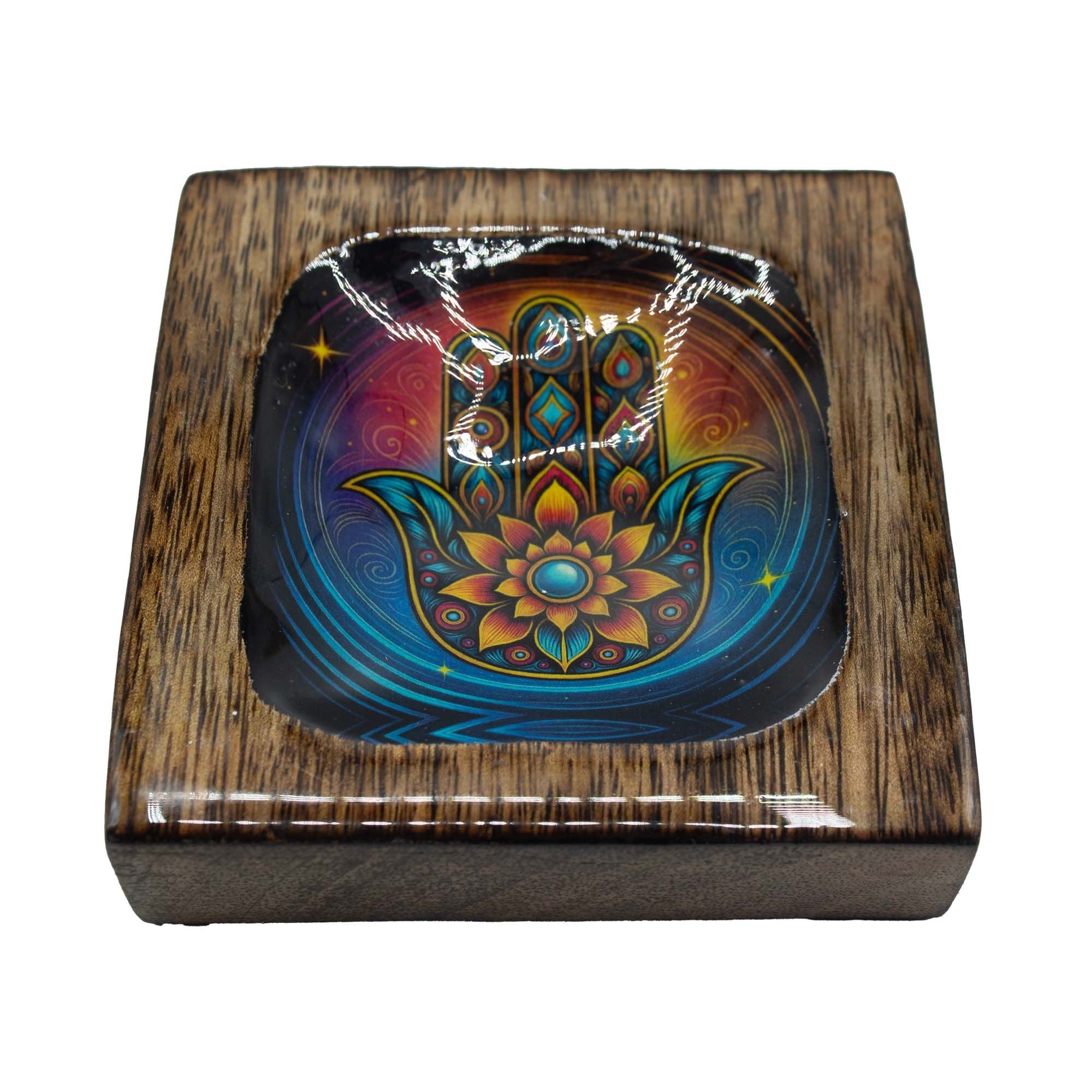 Med Enamelled Mango Tray Set - Hamsa