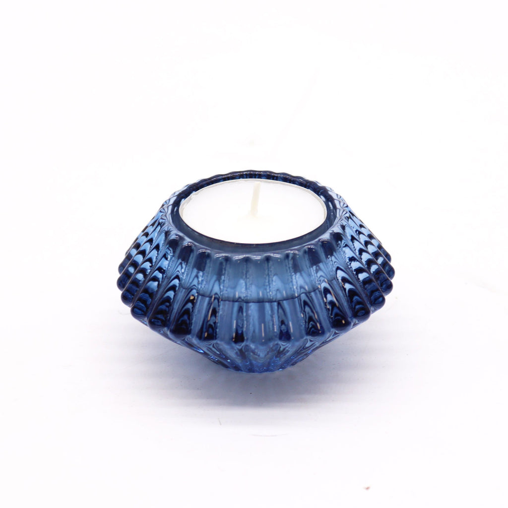 Set of 2  Flower Flip Dinner Candle / Tealight Holder - Royal Blue