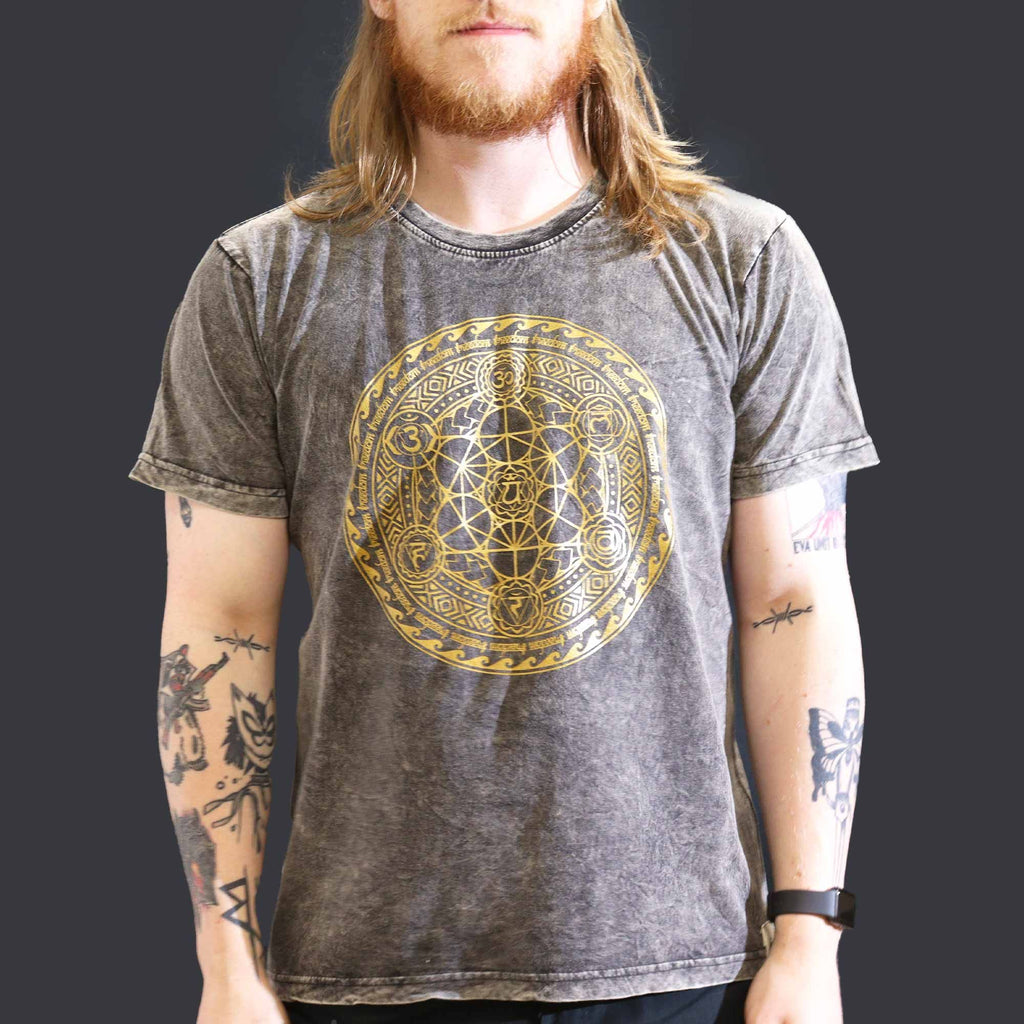 Large Stone Washed Teashirt - Chakra - Dark Grey
