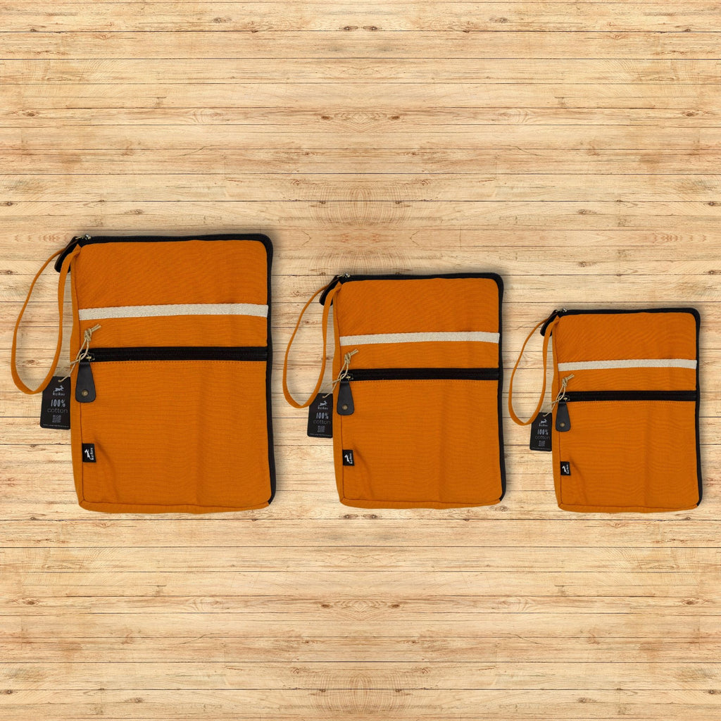 Canvas Travel Laptop Pouch - Orange - 24x33cm