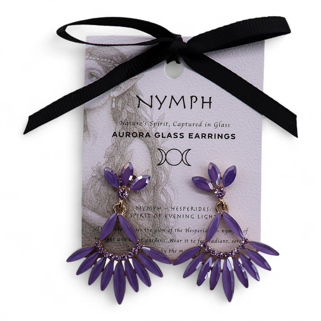 Lavender - Vintage Glass - Long Drop - Earrings