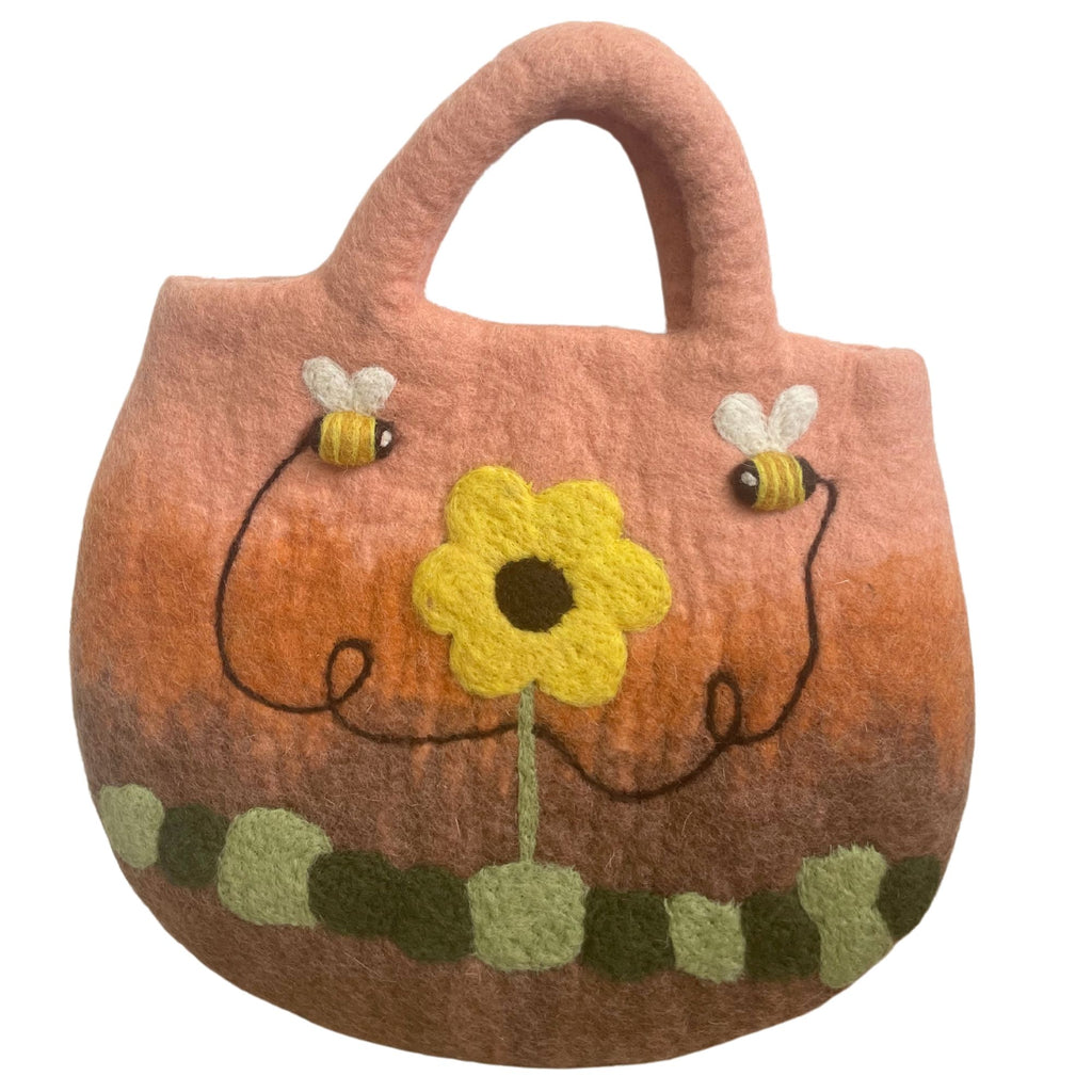 Sun Flower & Bees Felted Bag - 35x27cm