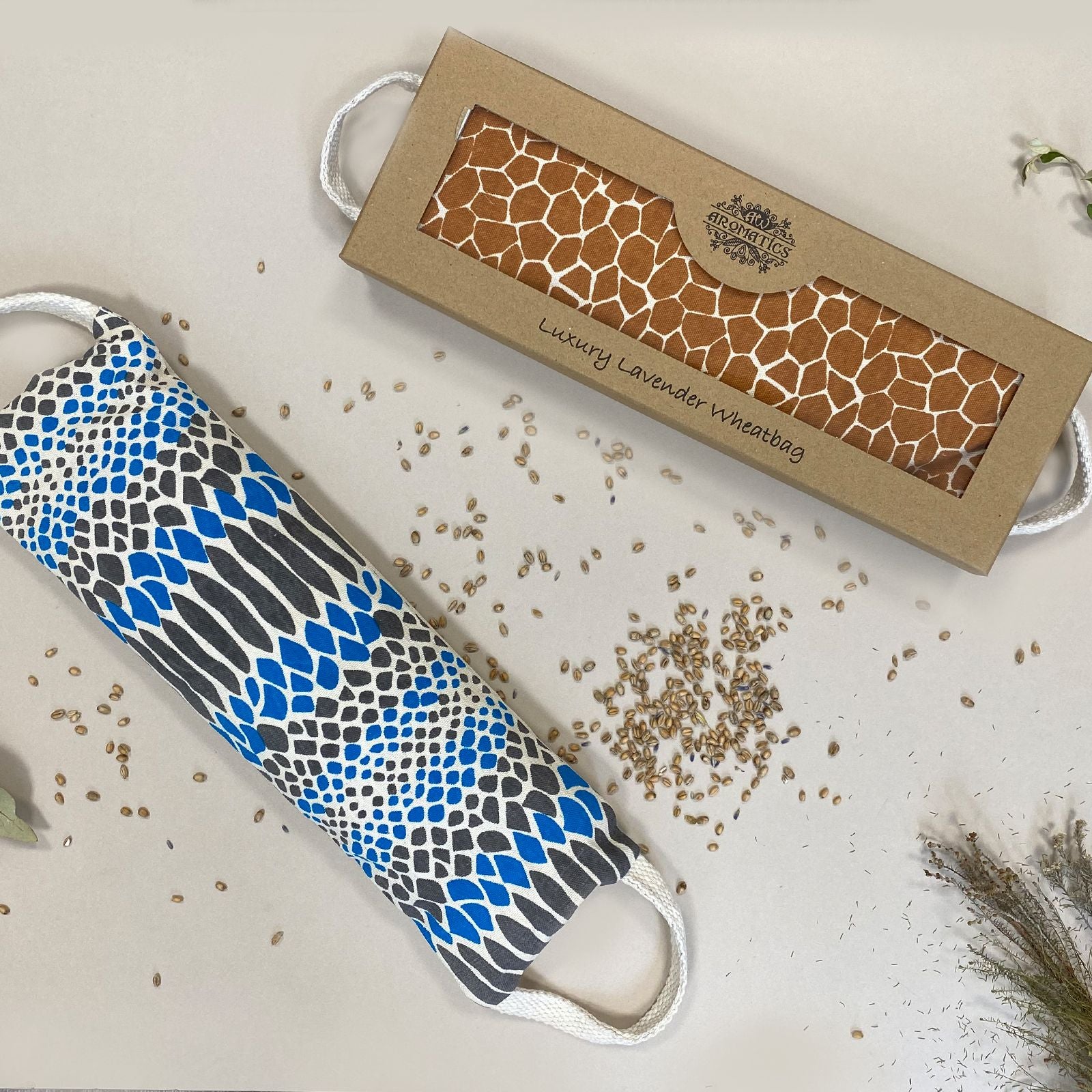 Luxury Lavender  Wheat Bag in Gift Box  - Madagascar Giraffe