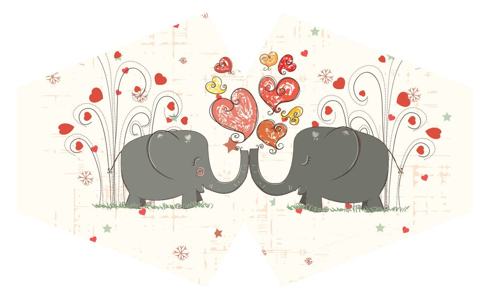 Reusable Fashion Face Covering - Love Elephants (Adult)
