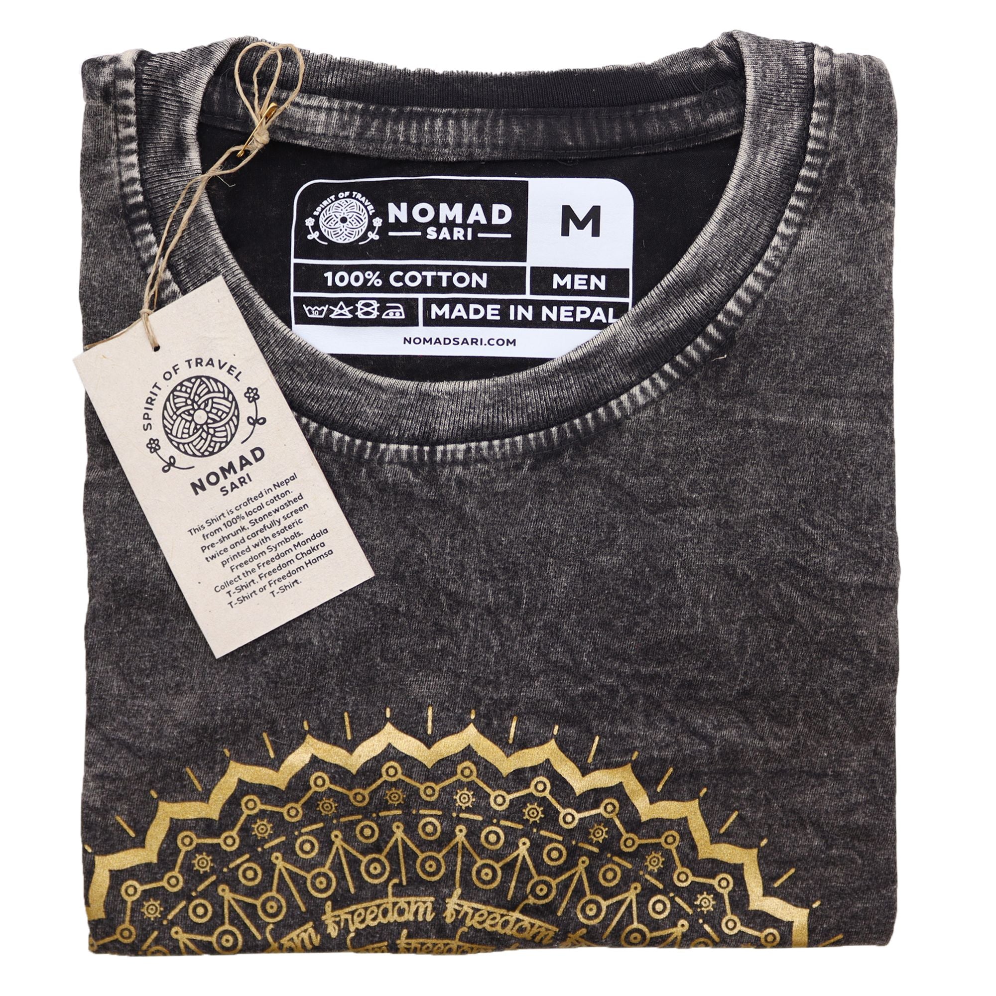 Medium Stone Washed Teashirt - Mandala - Dark Grey