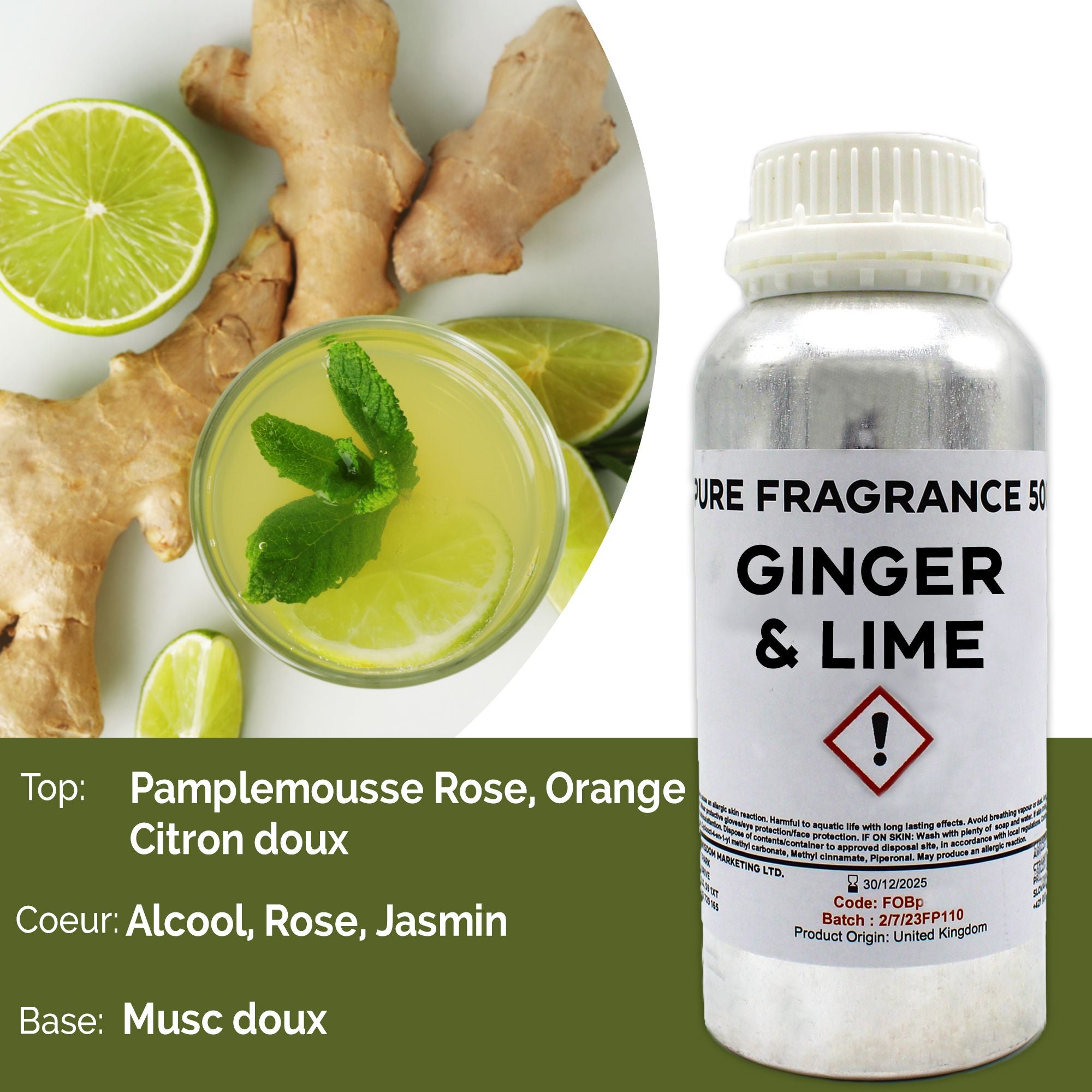 Ginger & Lime Pure Fragrance Oil - 500ml