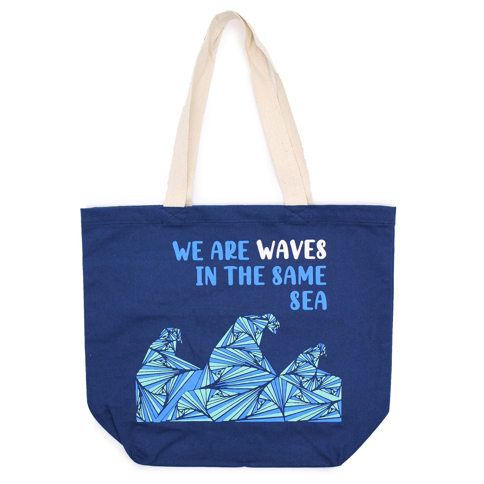 Printed Cotton Bag - We are Waves - Natural