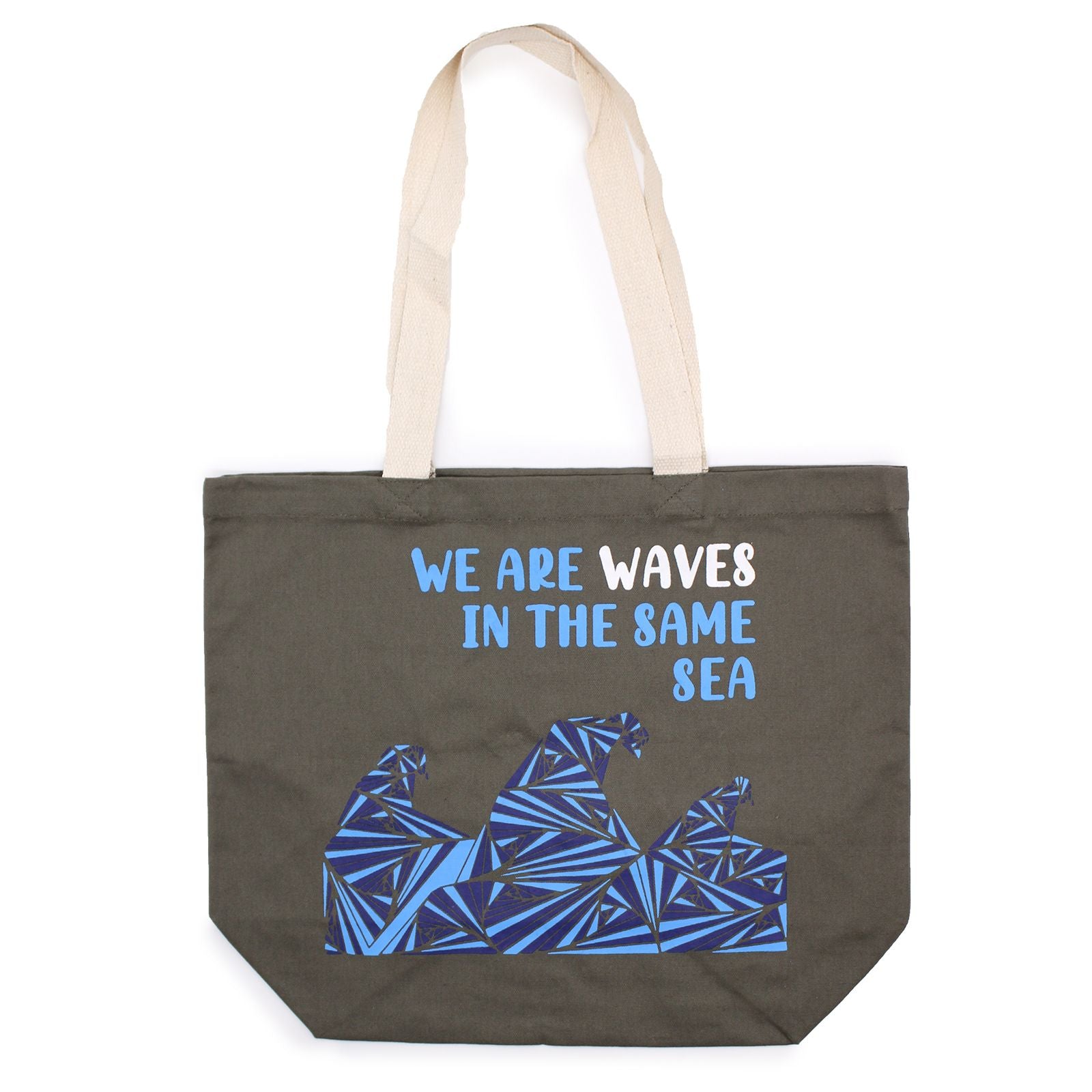 Printed Cotton Bag - We are Waves - Grey