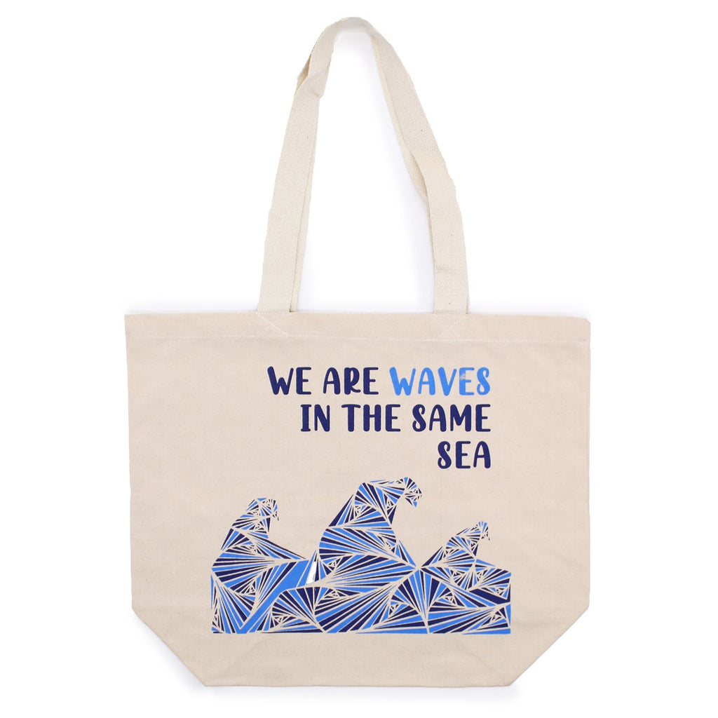 Printed Cotton Bag - We are Waves - Grey