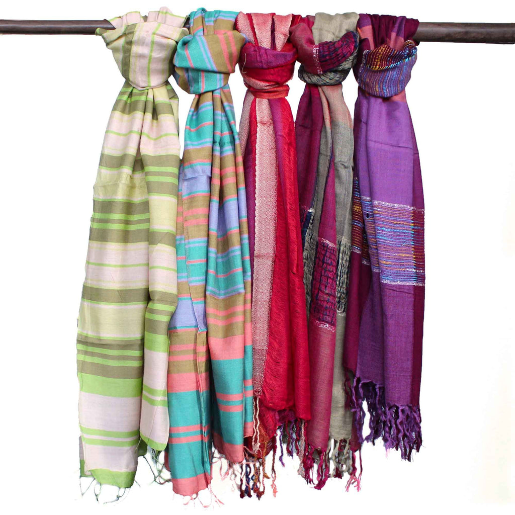 Large Indian Boho Scarves - 75x180cm - Random Purples