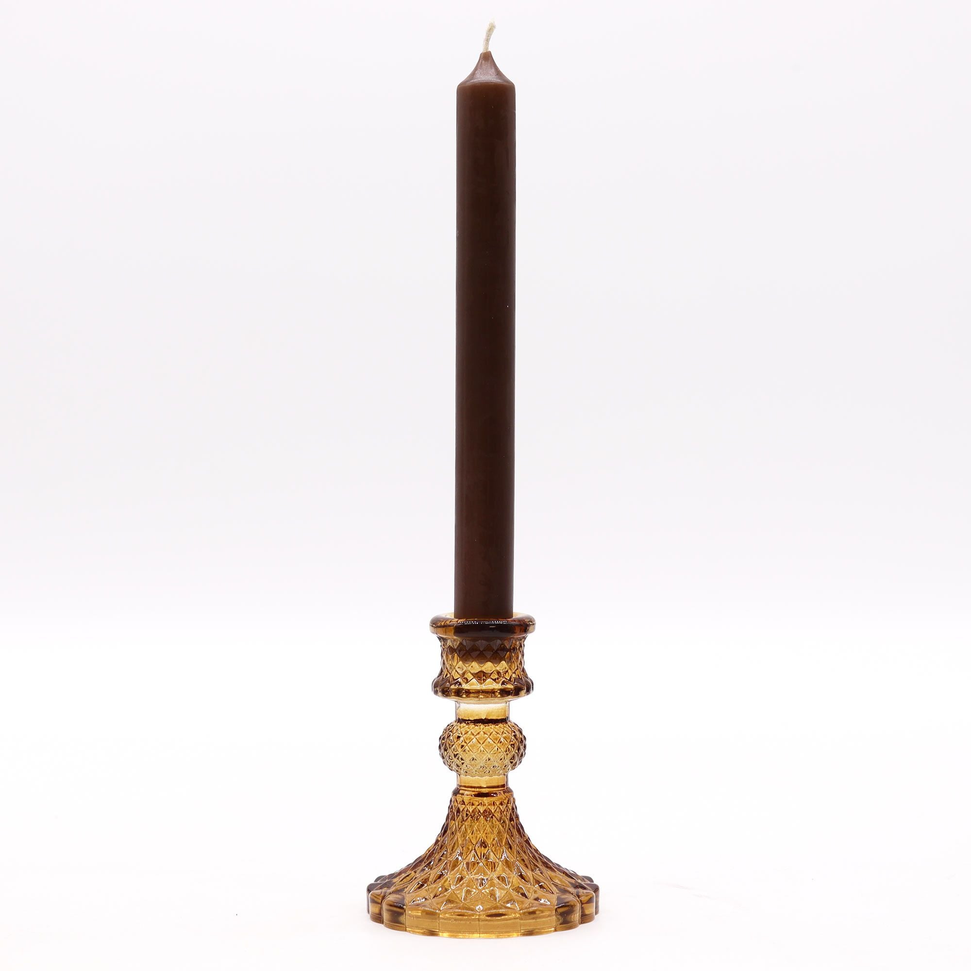 Set of 2 Vintage Dinner Candle Holder -  Antique Amber