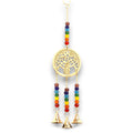 Indian Chimes - Brass Tree of Life with Chakra Beads - 3 Bells - 6.5x31cm