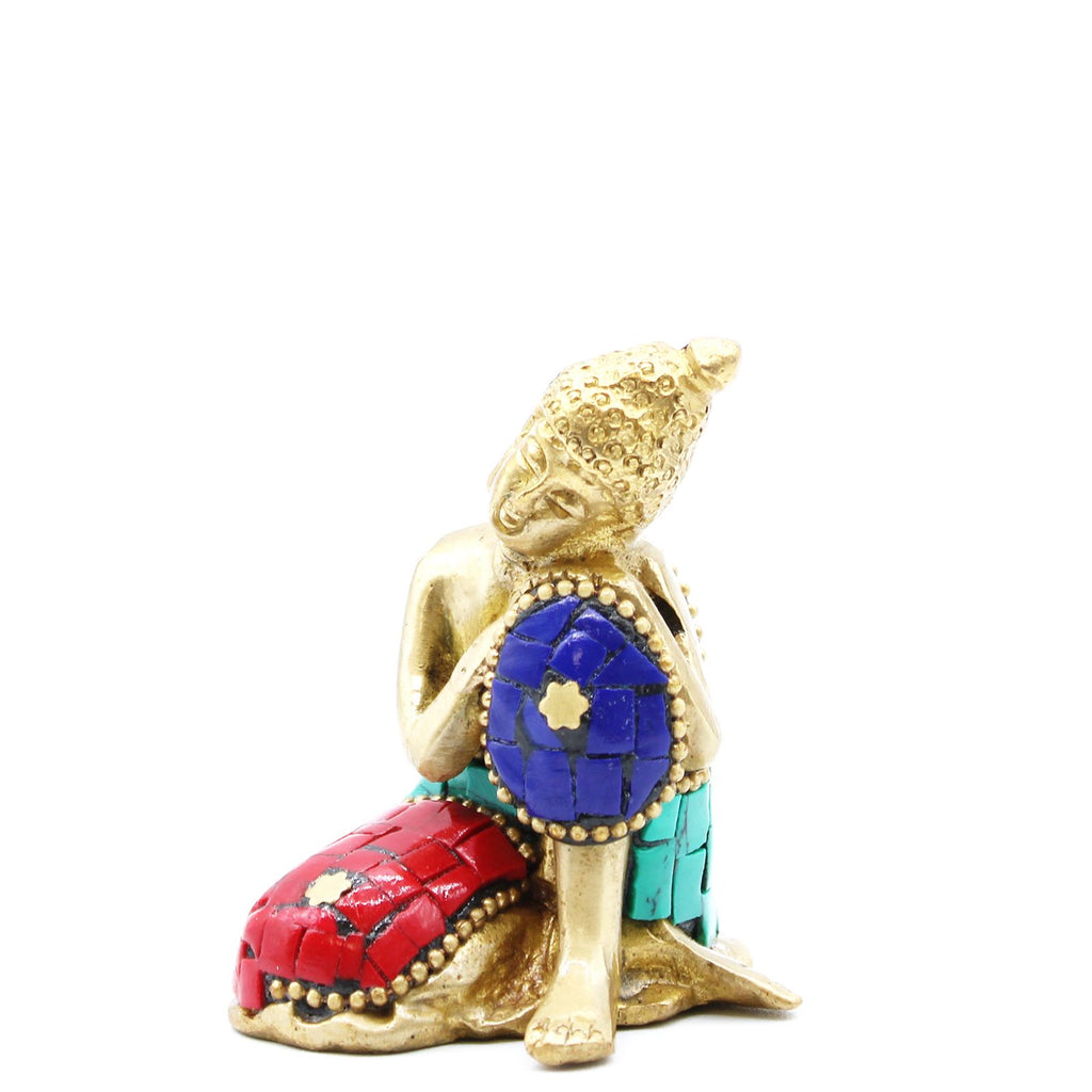 Brass Buddha Figure - Lrg Head - 11.5 cm