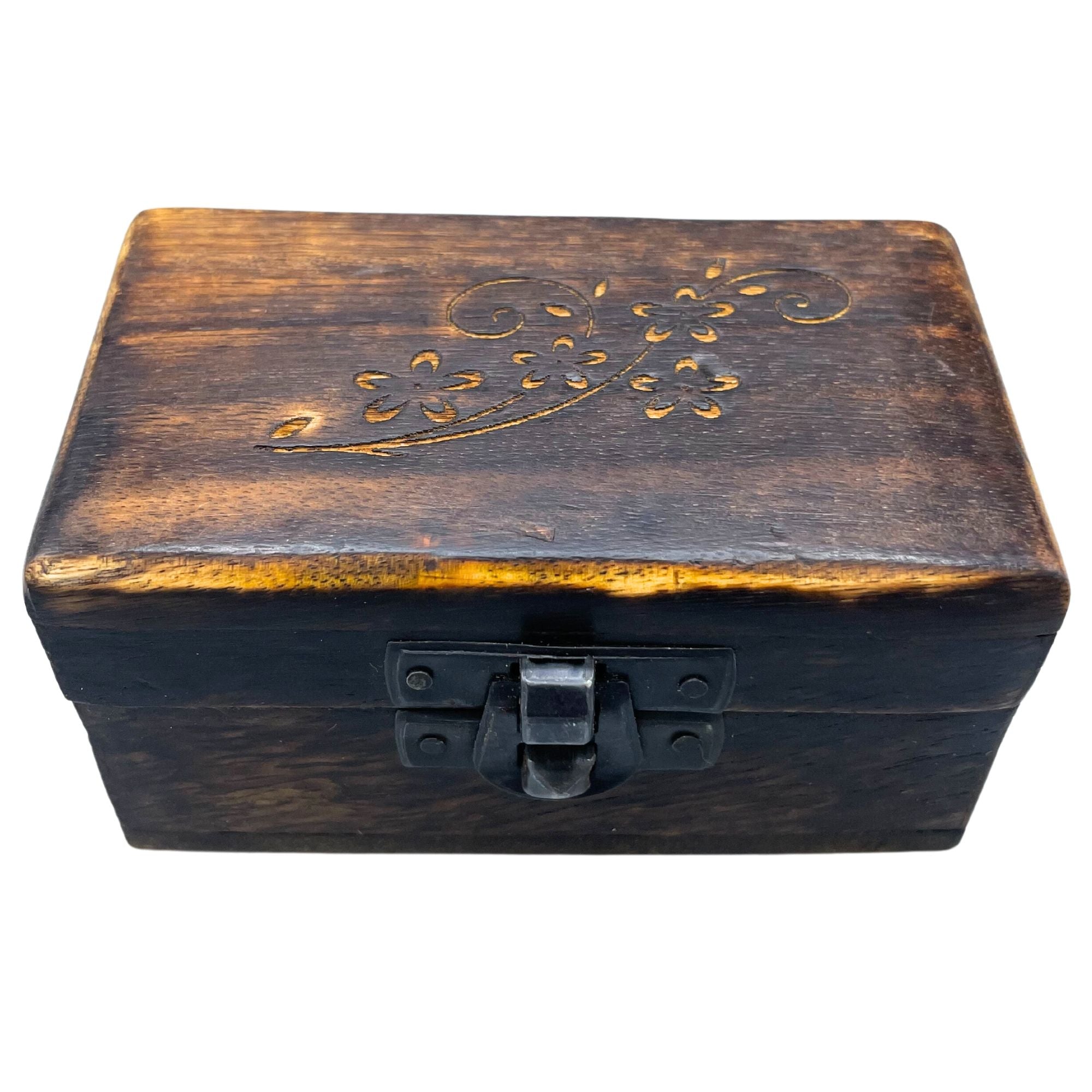 Wooden Pill Box 9x5x4cm - Carved Designs