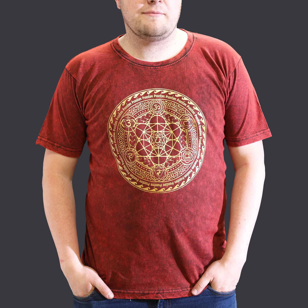 XLarge Stone Washed Teashirt - Chakra - Maroon