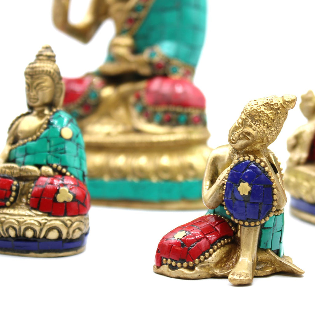 Brass Buddha Figure - Lrg Head - 11.5 cm
