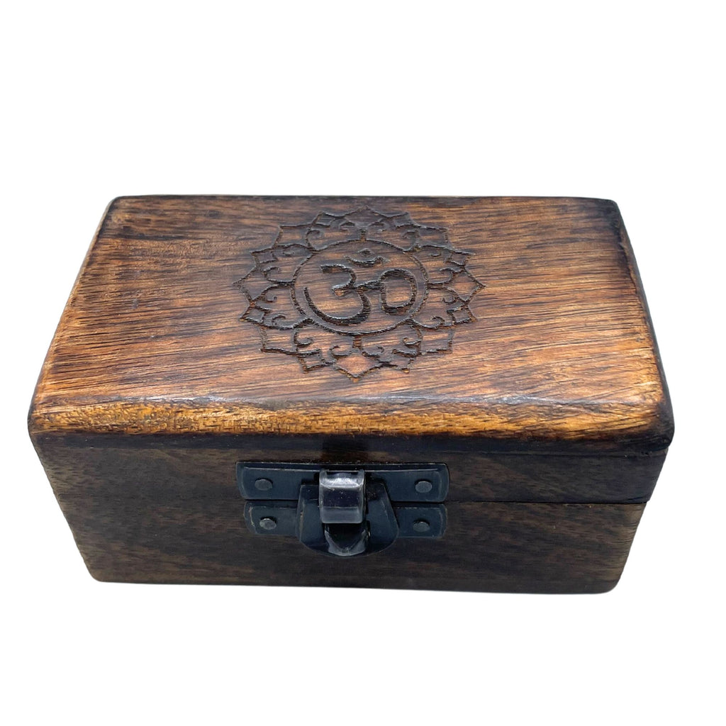 Set of 5  Wooden Pill Box 9x5x4cm - Carved Designs