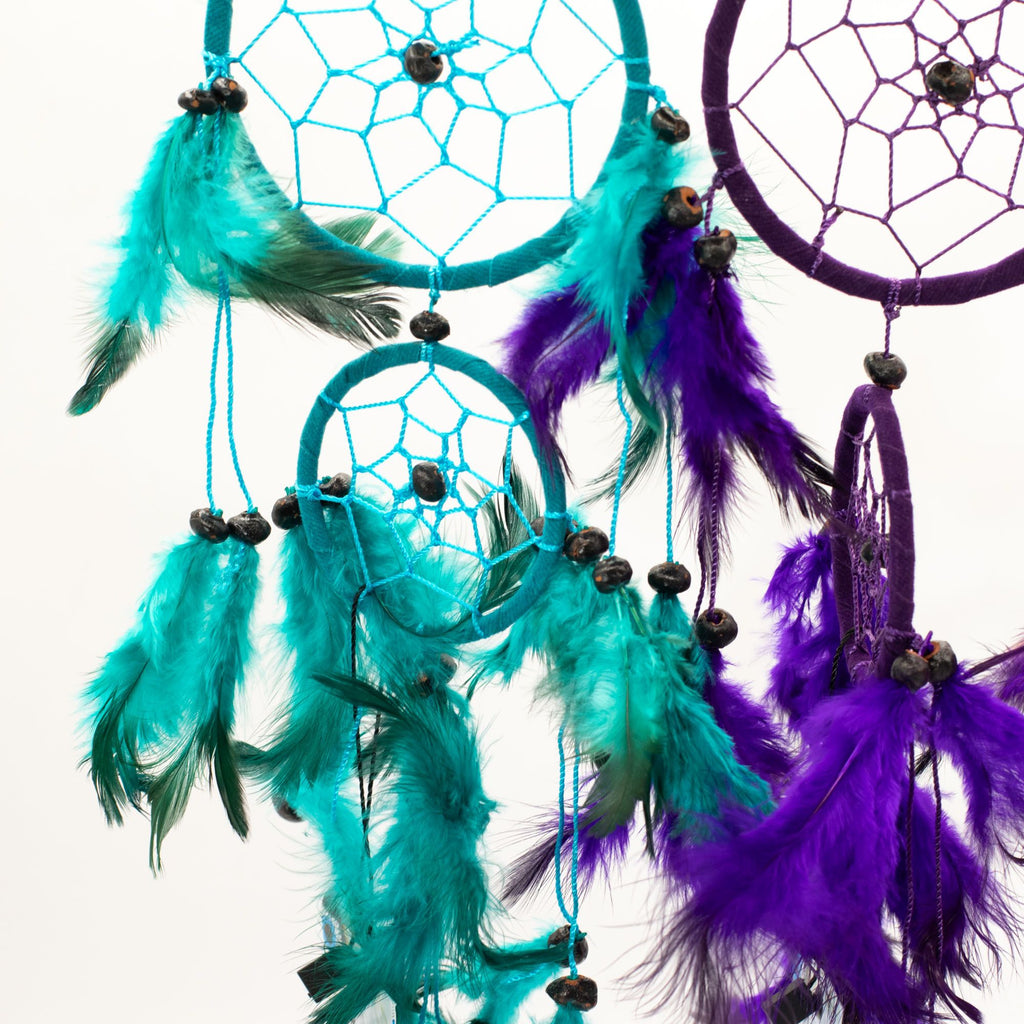 Bali Dreamcatcher - Medium Round - Turq/Pink/Purp