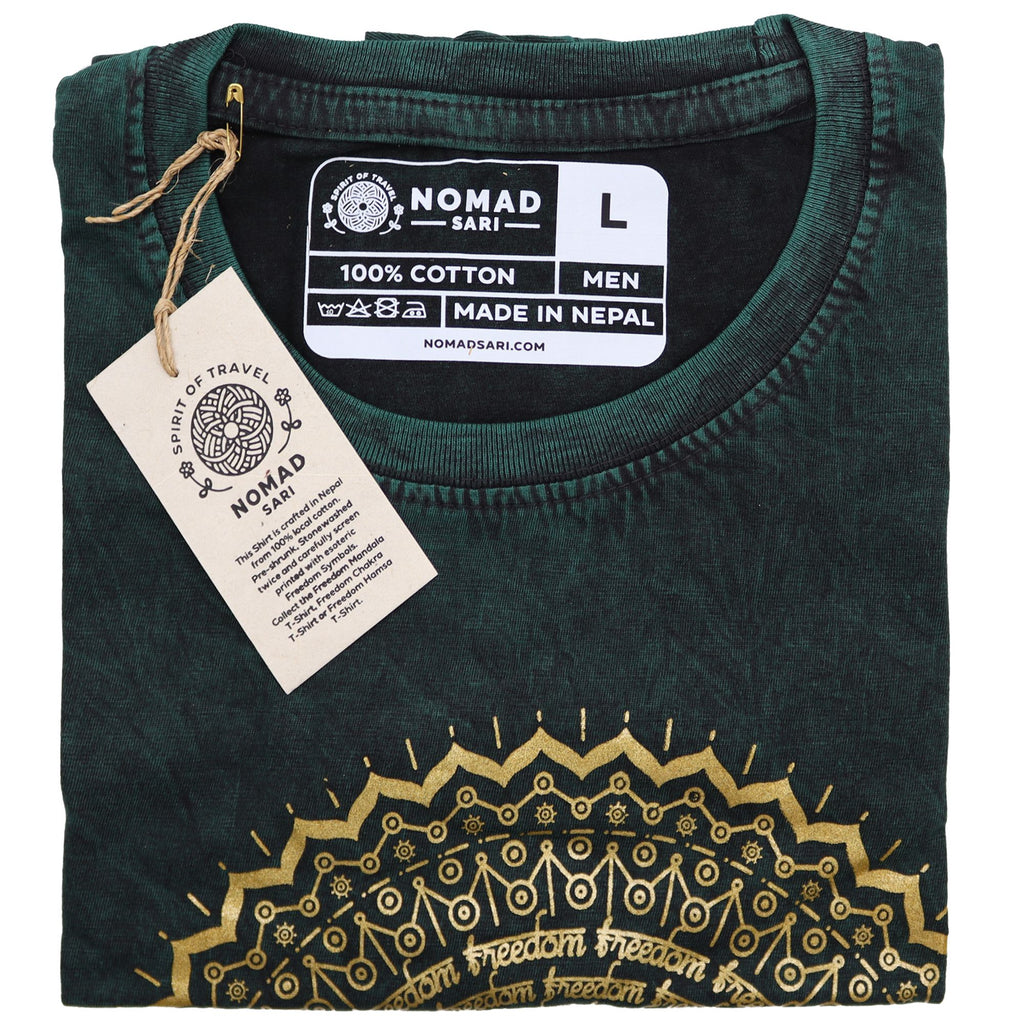 Large Stone Washed Teashirt - Hamsa - Green