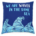 Printed Cotton Cushion Cover - We are Waves - Natural