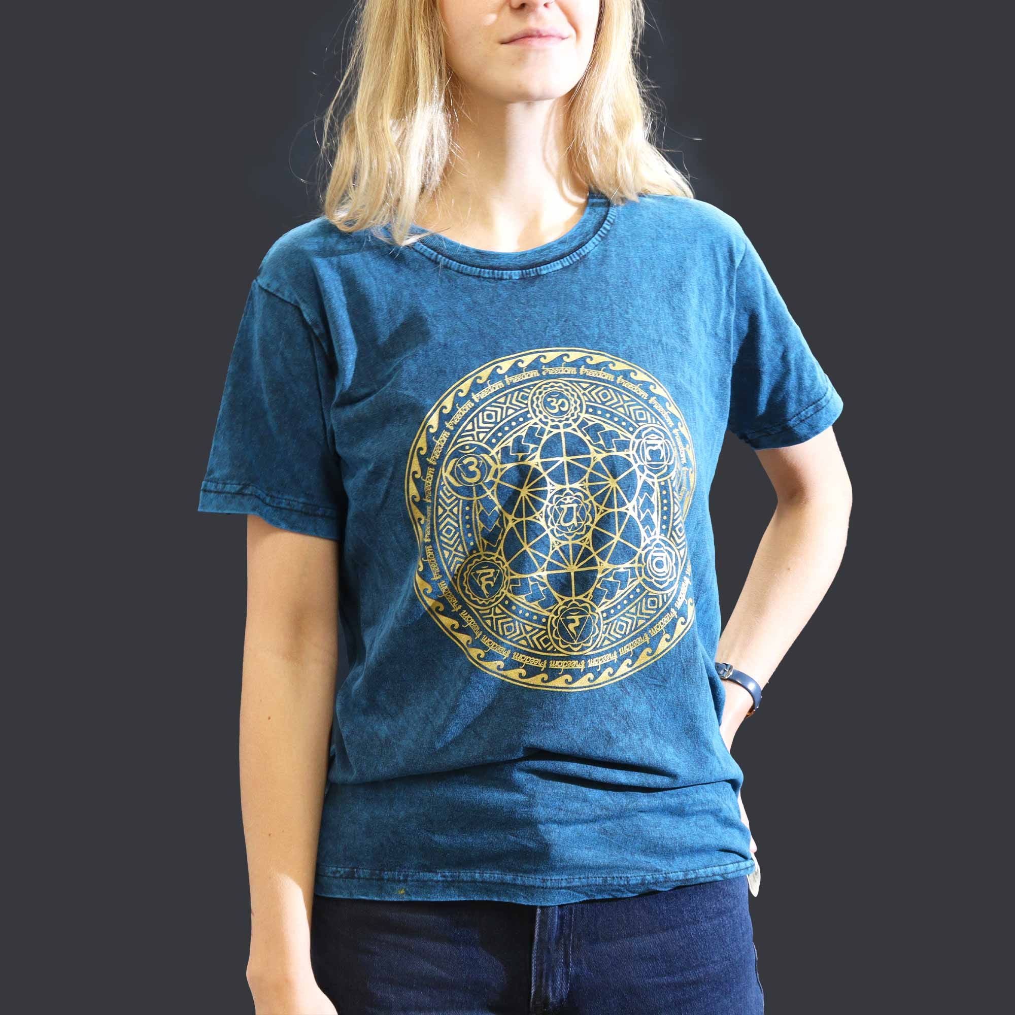Small Stone Washed Teashirt - Chakra - Blue