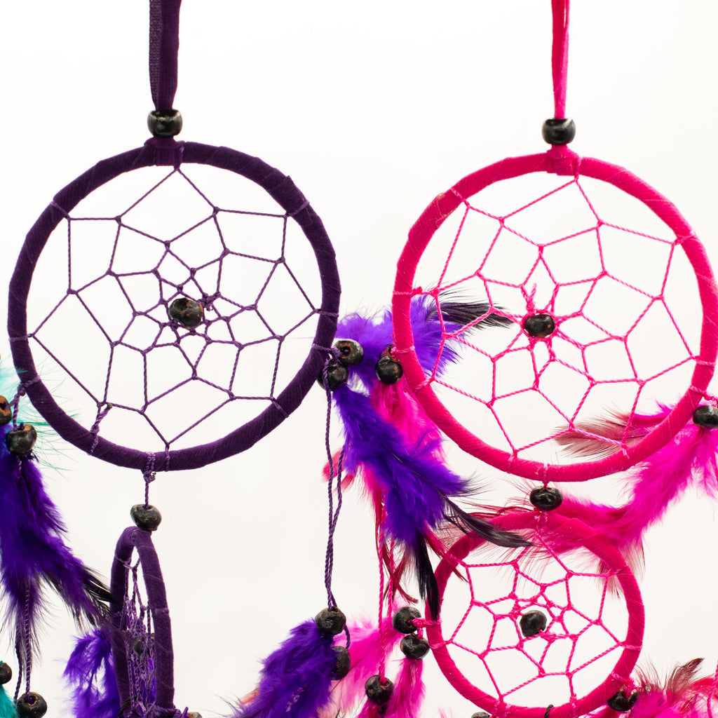 Bali Dreamcatcher - Medium Round - Turq/Pink/Purp