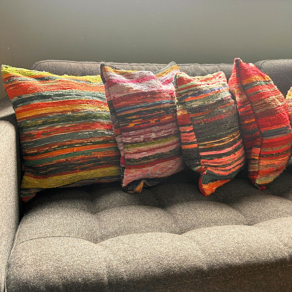Rag Rug Cushion Covers - 40x40cm - Charcoal Greys